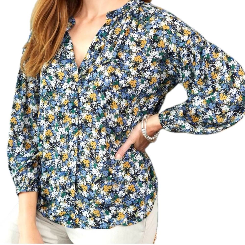 J. Jill, Floral Print Relaxed Fit Women's Blouse, Size M EUC - Picture 4 of 16